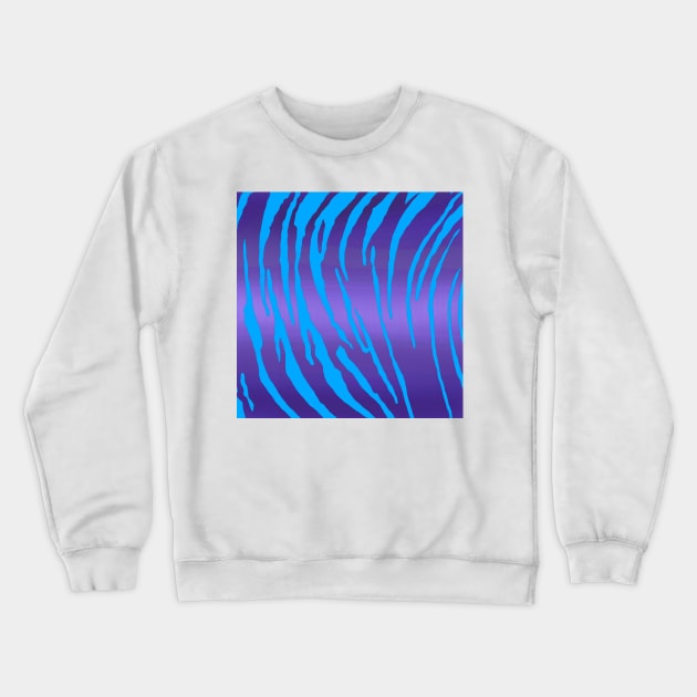 Metallic Tiger Stripes Purple Blue Crewneck Sweatshirt by BlakCircleGirl